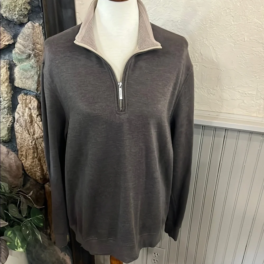 Van Heusen Gray Zip Up Sweater with Knit Finish